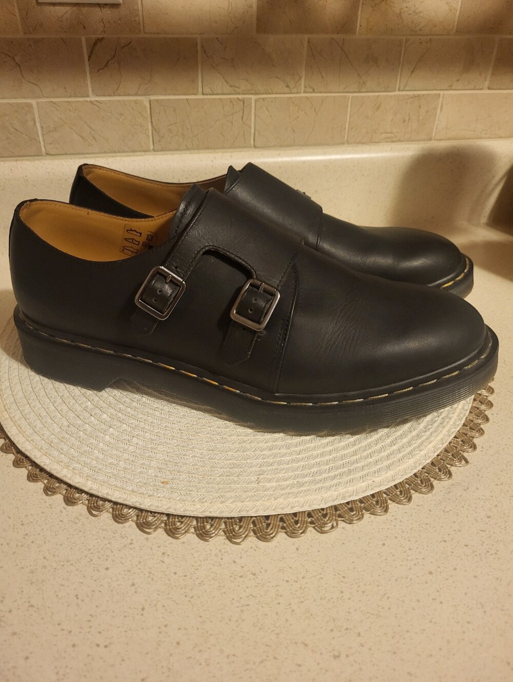 Doc Martens Black Double Monk Strap Men’s Leather Shoes Sz. 13M NWB